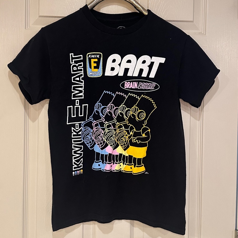 The Simpsons Bart Simpson Kwik-E-Mart Brain Freeze Graphic T-Shirt Black Small